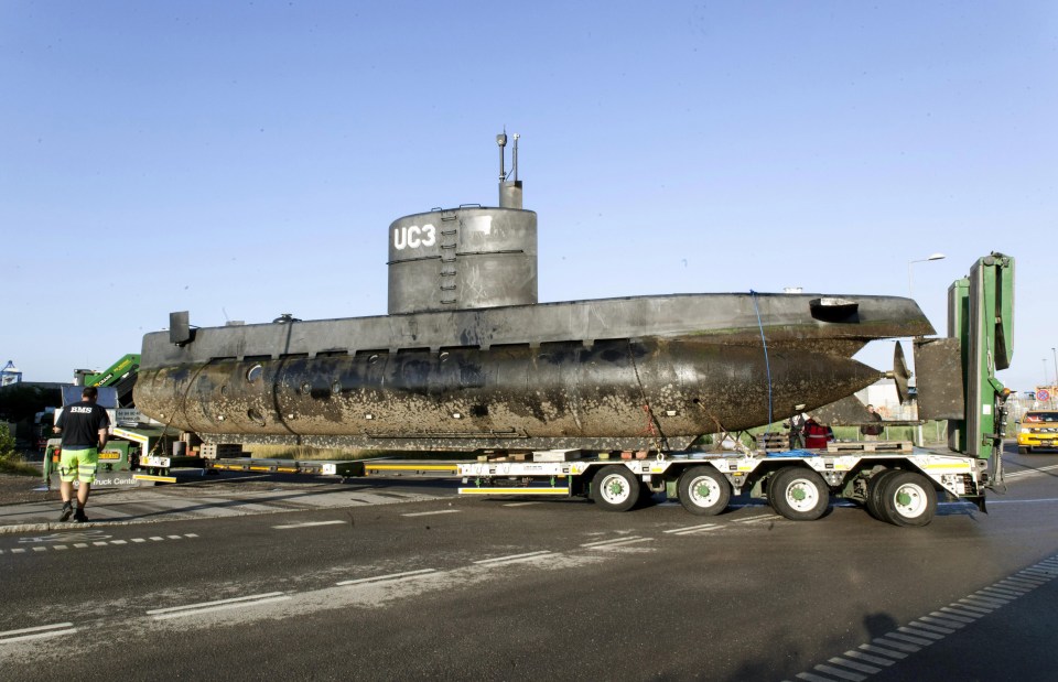 The home-made submarine which sank on Friday was pulled out of the water today