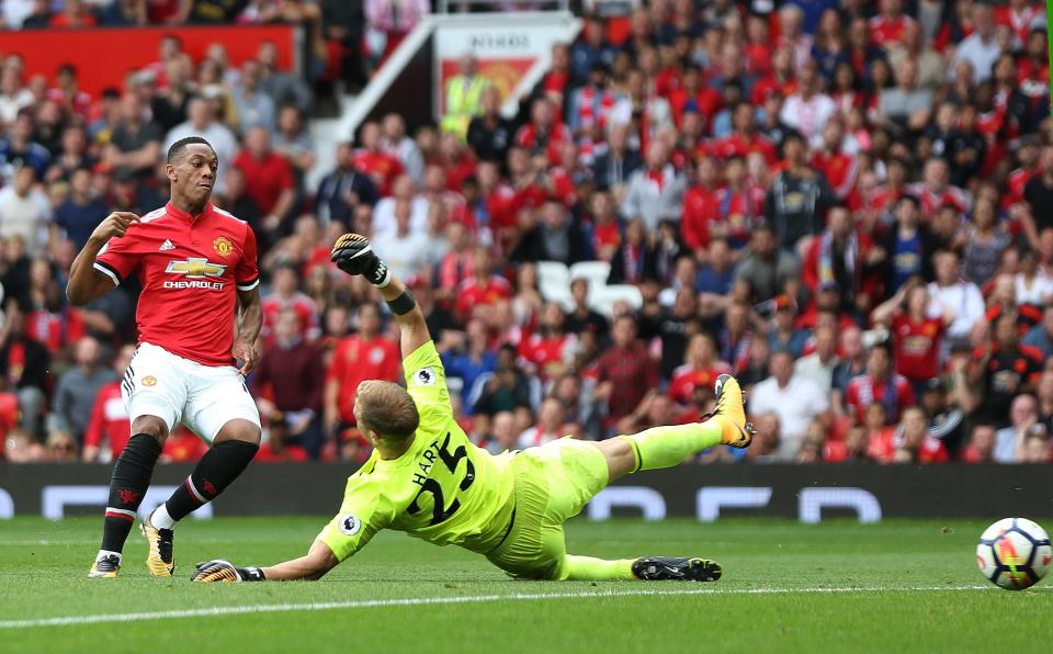  Anthony Martial scored on the Premier League opener against the Hammers