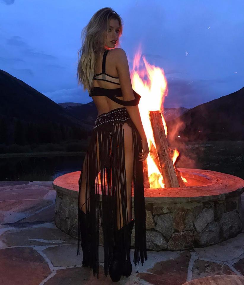  Stella Maxwell didn't need anymore heating up as she sizzled by the fire pit