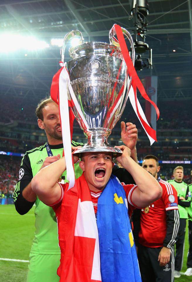  Xherdan Shaqiri celebrates Champions League success with Bayern Munich in 2013