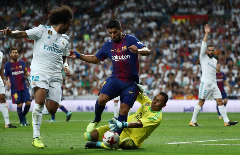 The striker went down following a challenge by keeper Keylor Navas