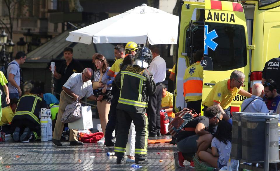  Emergency services tend to those caught up in the terror attack which ISIS have now claimed responsibility for