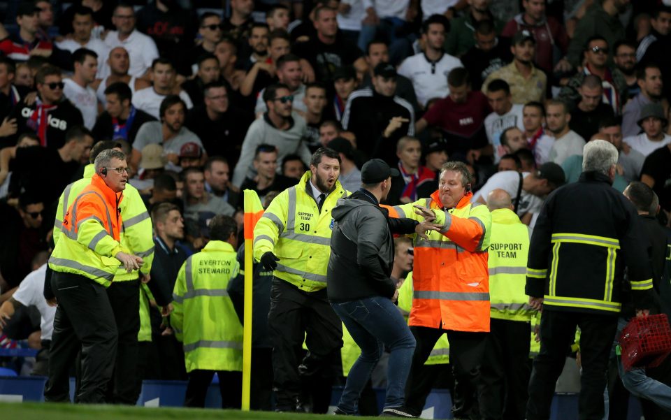  Split fans caused disturbances in the Europa League first leg at Goodison Park