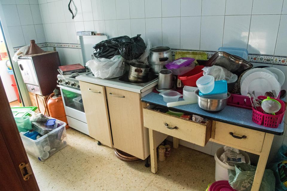  The cluttered kitchen at the family home of terror suspect Moussa Oukabir