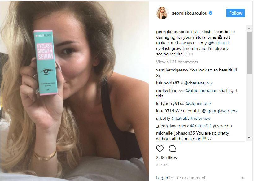  TOWIE's Georgia also flogs products for cash on Instagram