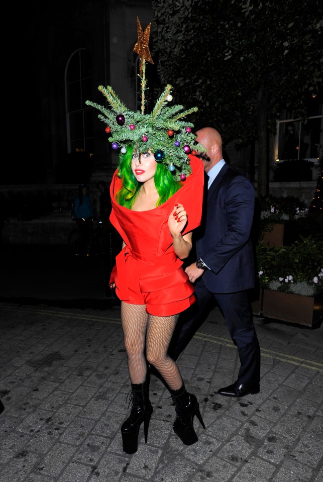 Lady Gaga turned herself into her own personal Christmas tree for this look