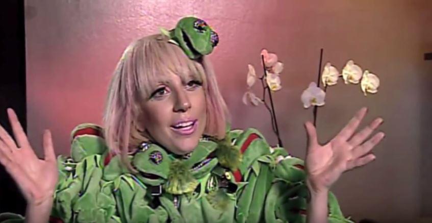 Gaga condemned the fur industry by making a statement in a coat of Kermits