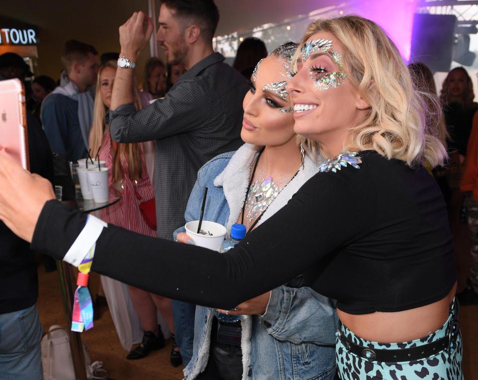  Stacey bumped into fellow X Factor alumni Perrie Edwards at the V Festival VIP area