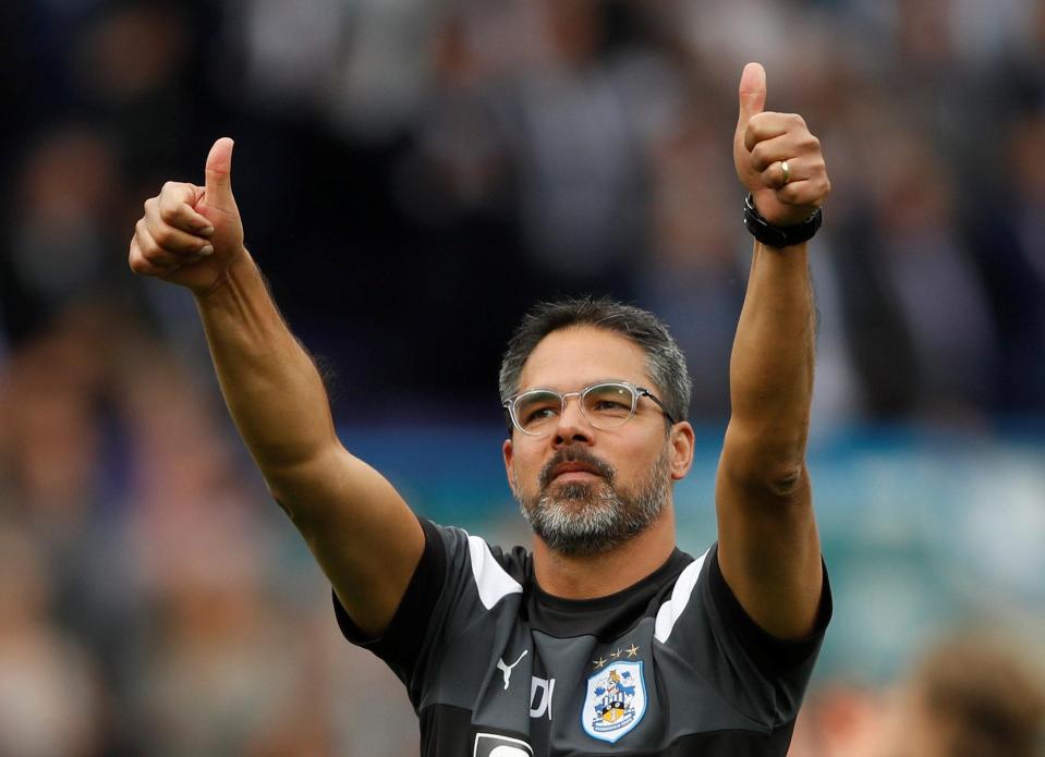  David Wagner celebrates after Huddersfield win their second Premier League game on the bounce