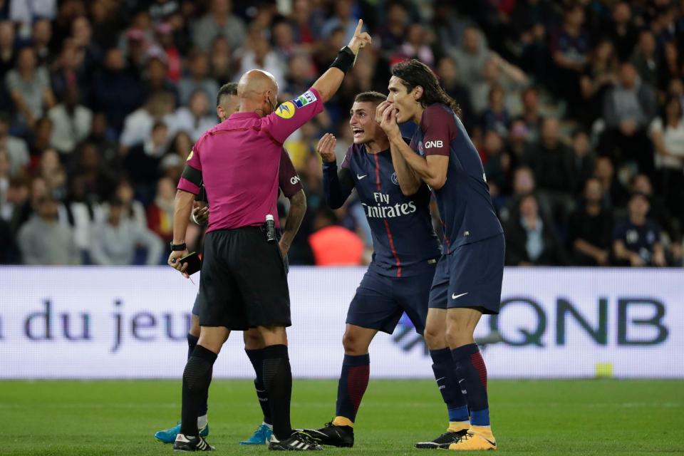  Marco Verratti was sent off in the second half