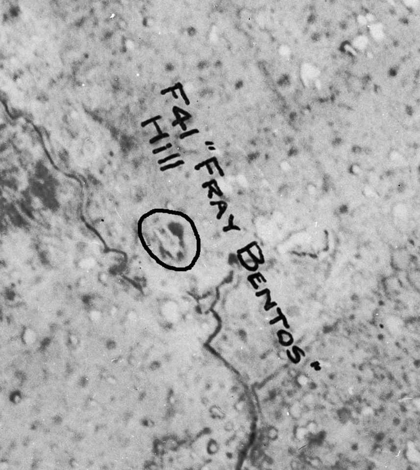  An aerial shot shows the remains of the Fray Bentos tank visible on the Paschendale battlefield