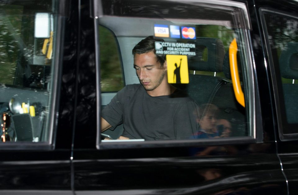  Man Utd defender Matteo Darmian also shows he has no need to show off his wealth as he arrives at Carrington in a taxi