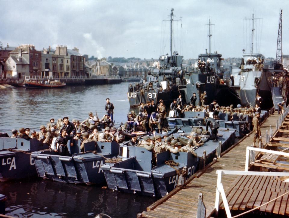  American troops crowded the harbour in Weymouth before setting off for the five Operation Overlord landing beaches