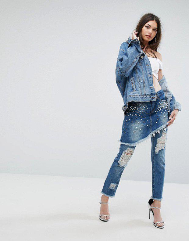  You can now bring the skirt over trousers look back into play with this ASOS denim combo