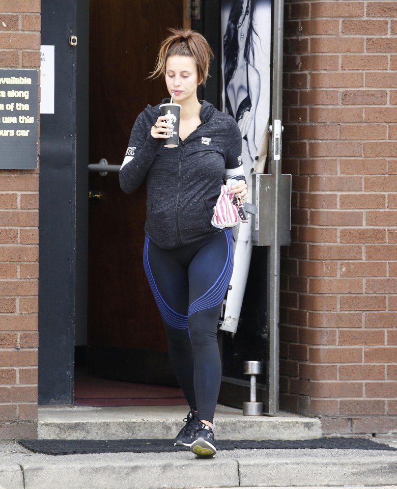 Ferne sipped on a drink after her work out in Essex