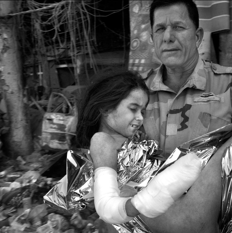  A child named Khadija found in the rubble of the explosion when her parents set off suicide bombs. She kept calling out for her mother not realising the burns she sustained were caused by her mother exploding herself alsol, according to soldiers and medics. She said ''My father is killed Shaid'' which meant dying as a martyr for his nation and religion. She is from Chechnya and her family were foreign fighters for ISIS. She is now an orphan.