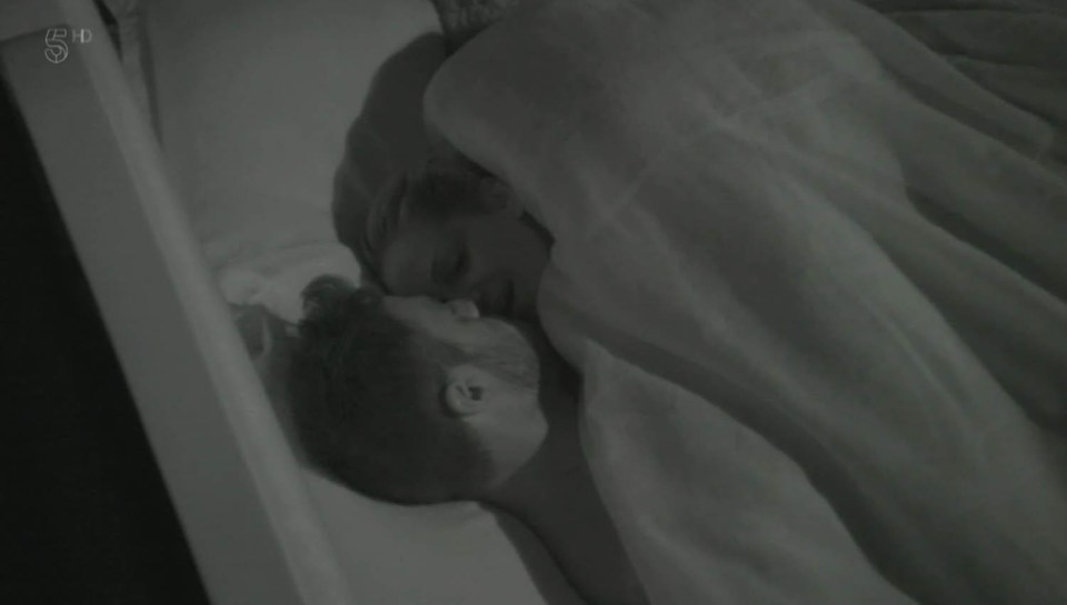 Sarah Harding and Chad Johnson got intimate between the covers on Celebrity Big Brother tonight 