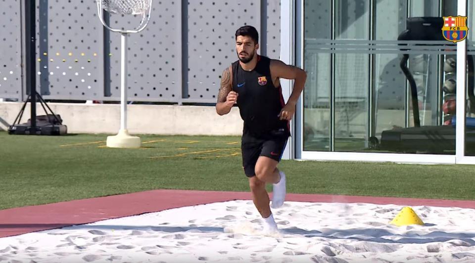  Luis Suarez has stepped up his training regime from his knee injury