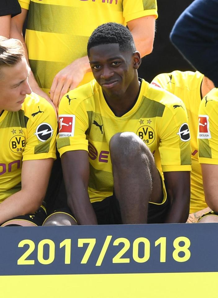  Dembele did not look happy during Borussia Dortmund's pre-season team photo