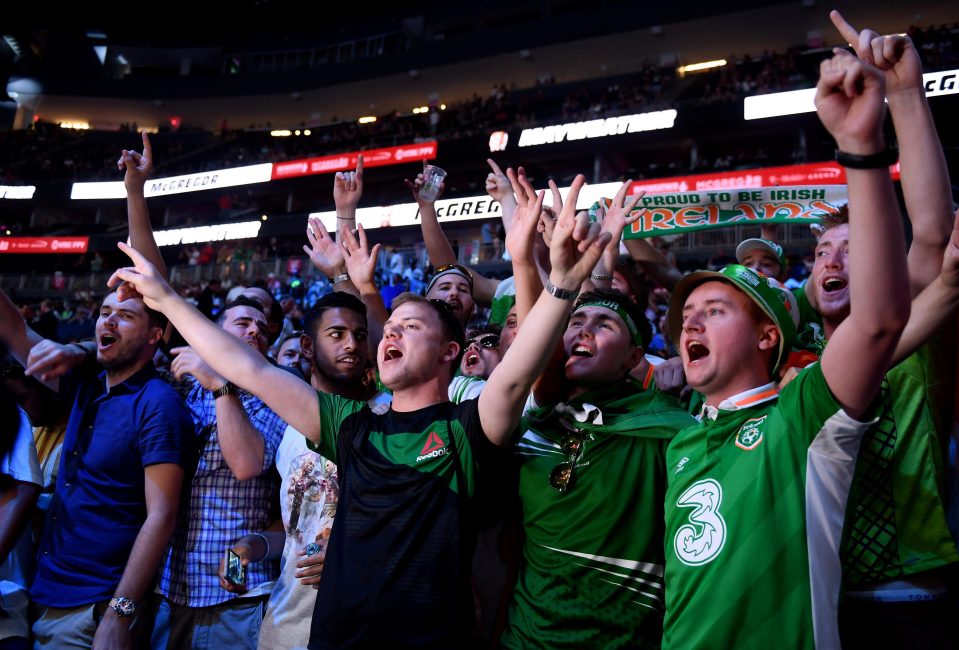  Irish fans cheer their man on at T-Mobile Arena for the weigh-in