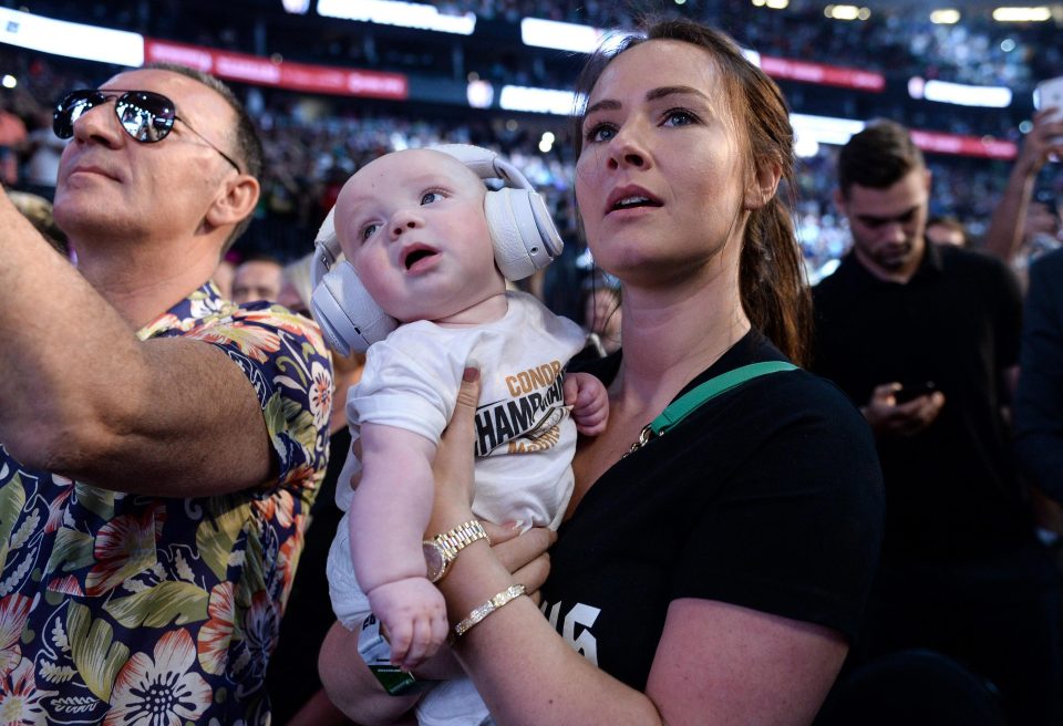  Conor McGregor's partner Dee Devlin and their son Conor Jr at the weigh-in