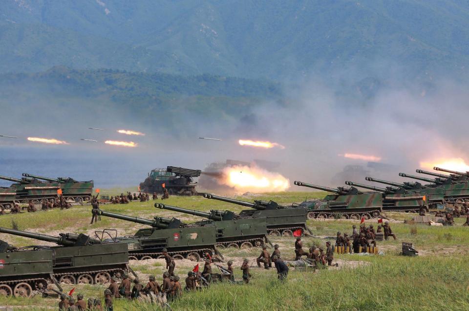  North Korean soldiers participating in a target-striking contest of the special operation forces of the Korean People's Army (KPA) to occupy islands at an undisclosed location this month (file image)