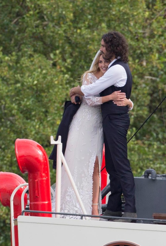 The couple had an intimate service at Remenham Church before shipping their wedding guests home in a paddle steamer