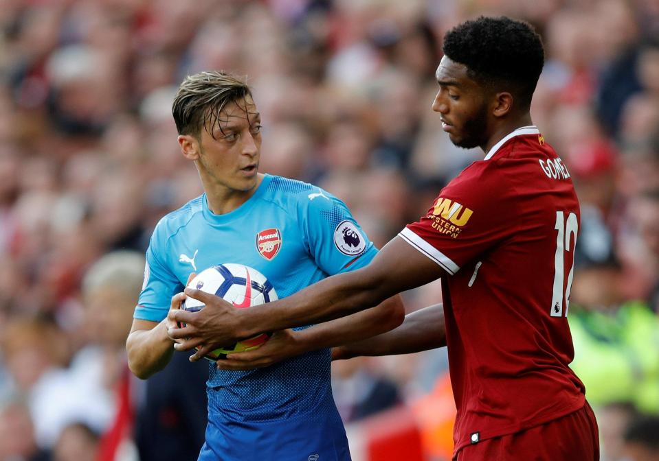  Mesut Ozil failed to make a single impact in the hammering at Anfield