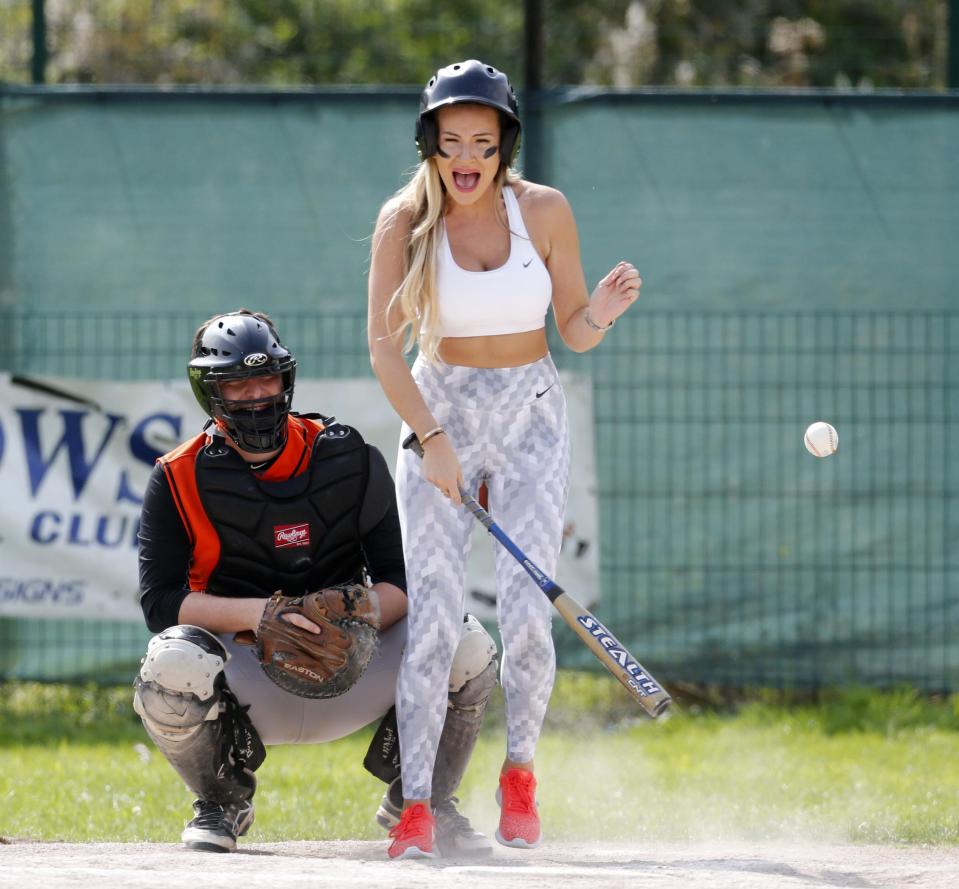  Georgia Kousoulou didn't look impressed when a ball came flying at her