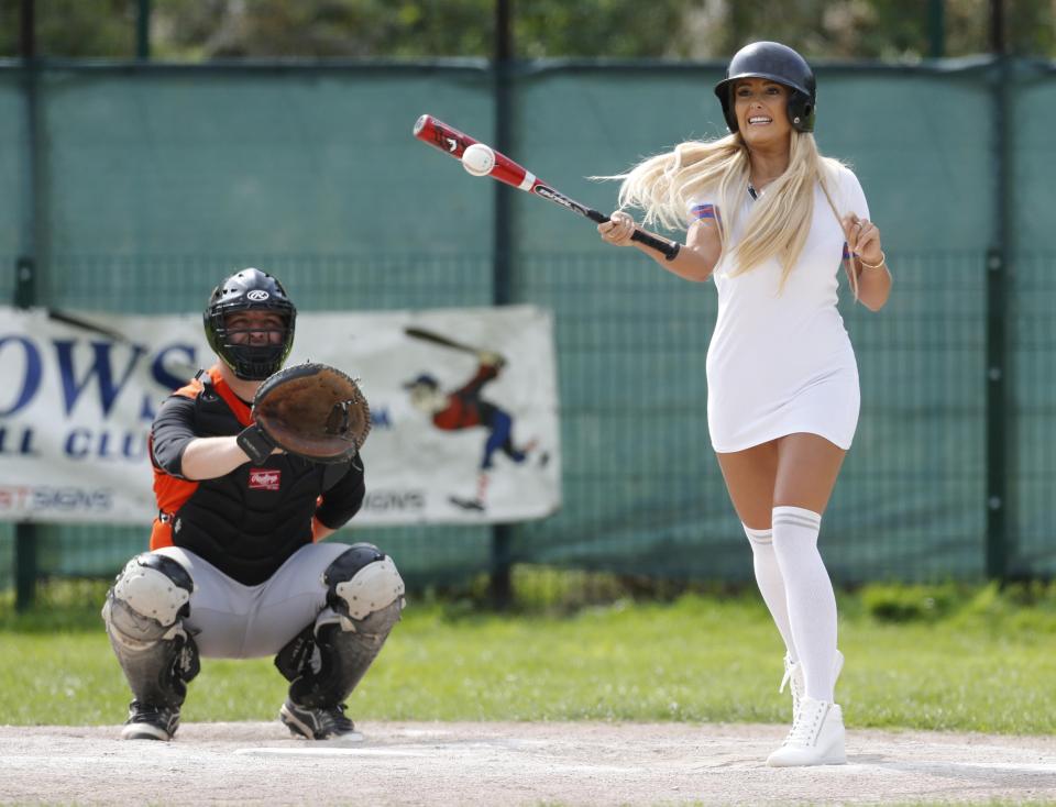  Amber looked excited as she hit the ball