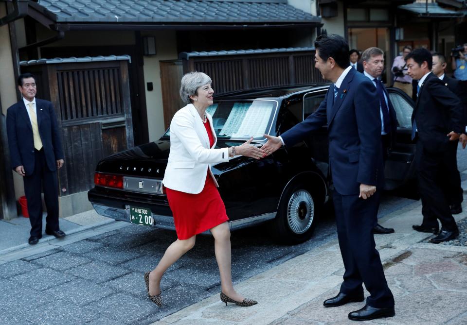  She met with Japanese PM Shinzo Abe the day after North Korea flew a missile over the country