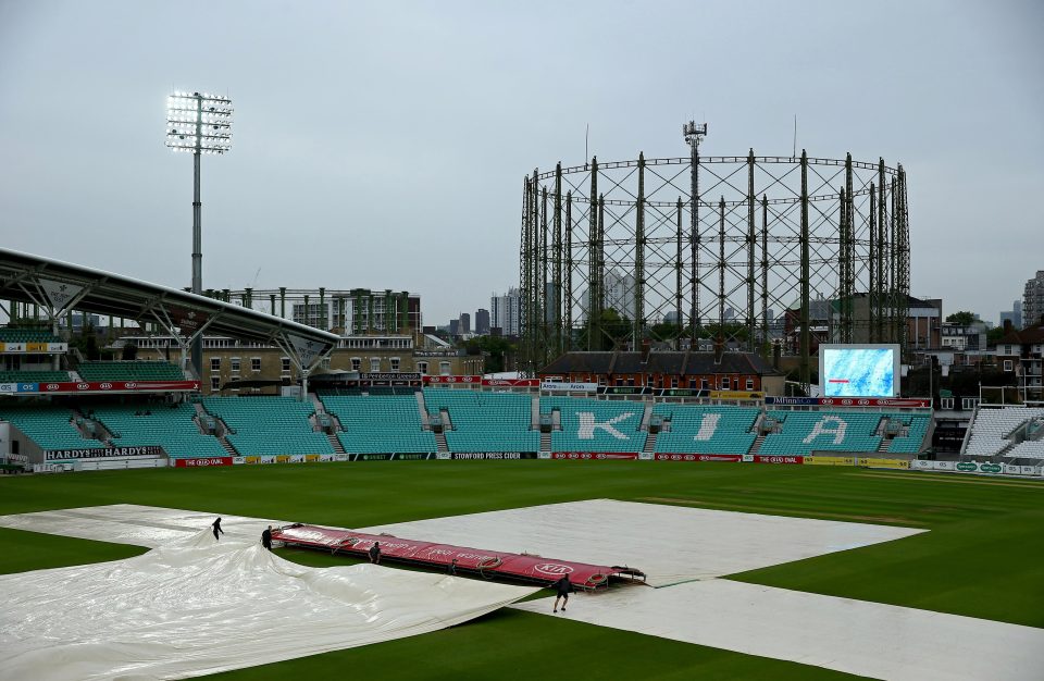  Play at the Oval was suspended after an arrow landed on the pitch