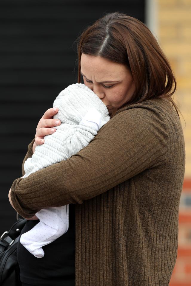  Chanelle protectively wrapped her tiny son in her arms as she brought him home for the first time