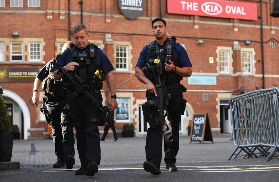  The Met Police took no chances with several heavily-armed police seen patrolling the iconic cricket ground