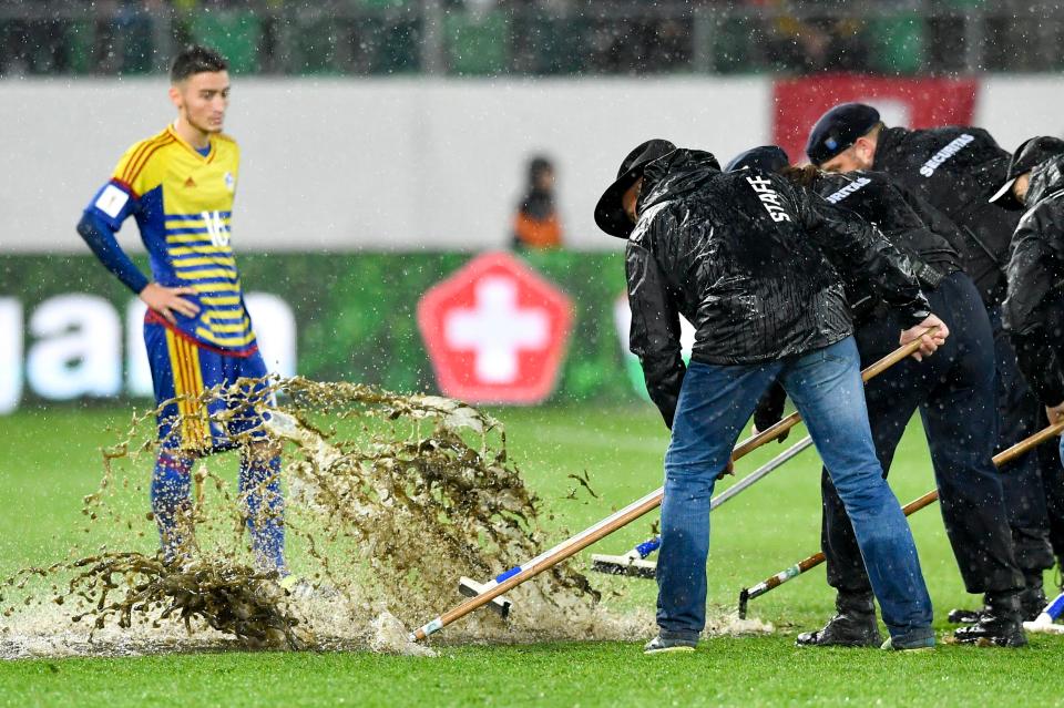  The brooms were no match for the heavy rain