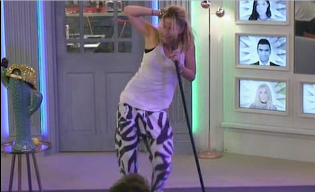 Sarah Harding enthusiastically danced with a broom top Girls Aloud song Sound Of The Underground on Celebrity Big brother on Tuesday