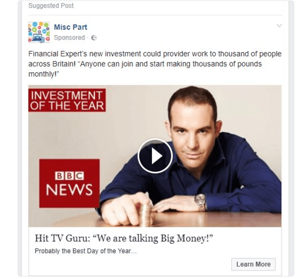  One of the scams appeared in a Facebook advert linking to what looks like an article from the BBC.