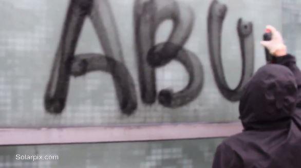  Rafael Gallaleo, the head of the Spanish Association of Travel Agents, branded the protesters "fascists" and said the spate of "tourismphobia" started last summer. Pictured, another protester spray painting a message on the Basque County tourist board