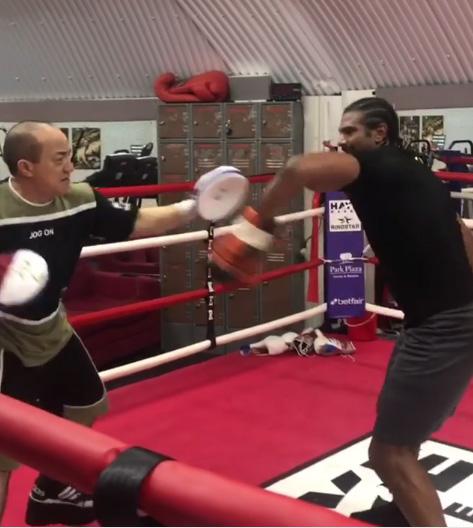  Haye looked like he particularly enjoyed doing his impression of McGregor's flailing arms