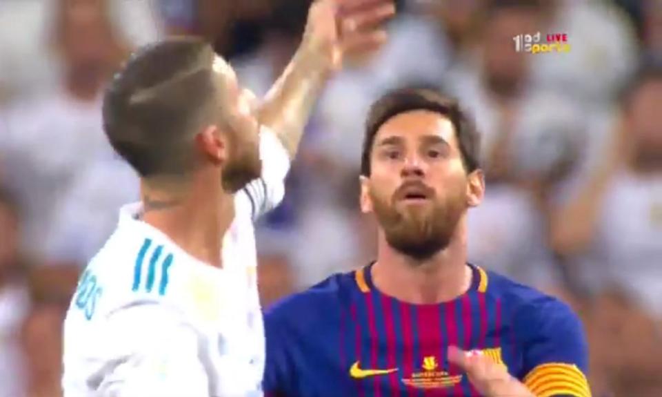  Ramos looked as if he was going to give the ball back - before throwing it over his head at the last second