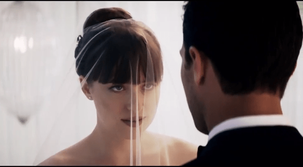  Anastasia and Christian (Jamie Dornan) can been taking their vows