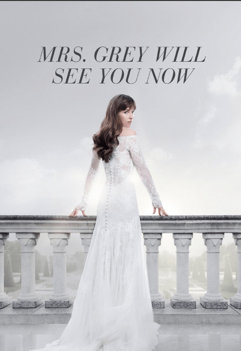  In one of two official posters, Anastasia Steele (Dakota Johnson) can be seen in her wedding dress