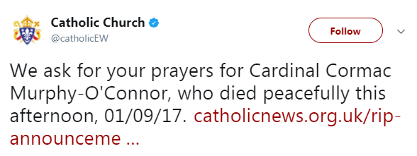  The church confirmed the news on Twitter