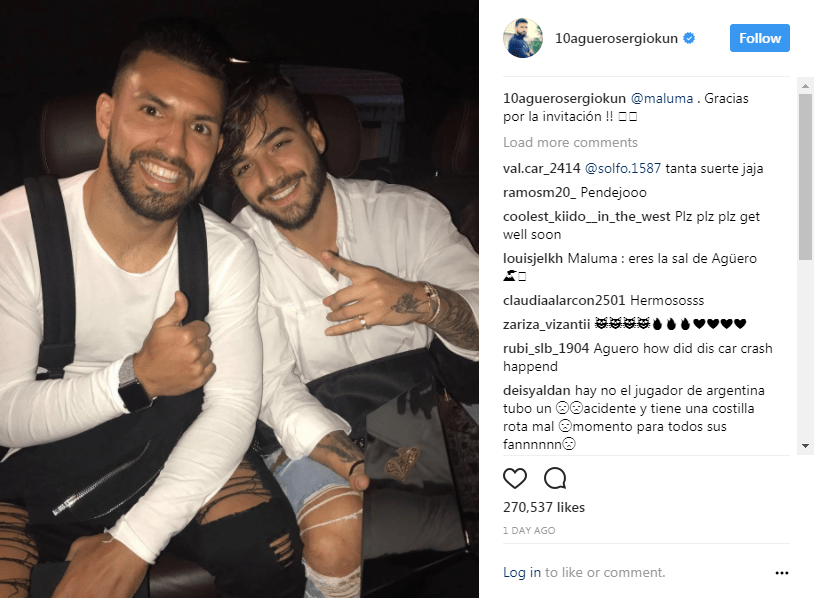  Sergio Aguero was attending a Maluma concert in the city