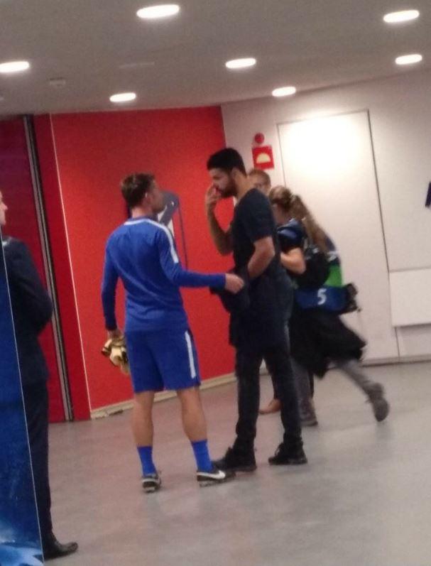  Diego Costa was pictured in the Atletico Madrid tunnel before the game against Chelsea