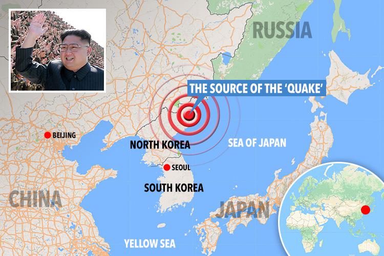  Pictured is the source of the earthquake triggered by the massive nuke test