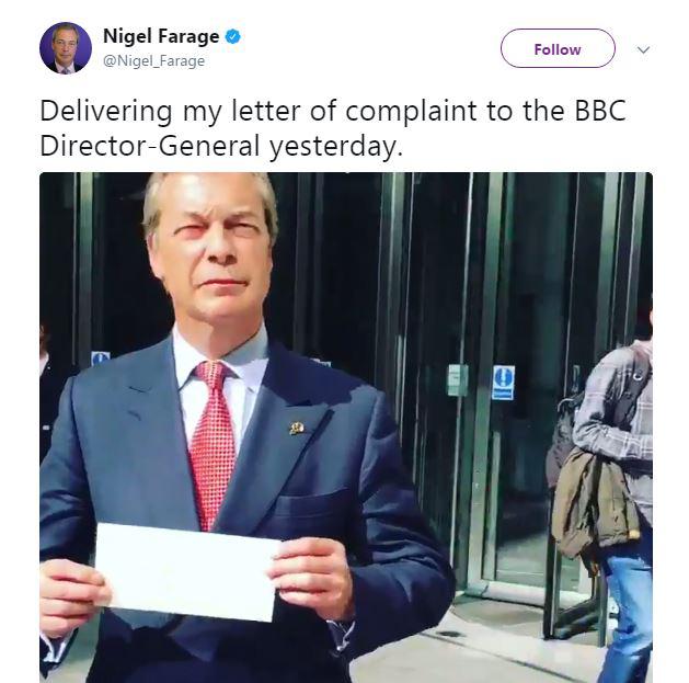  He posted a video of himself walking up to the BBC headquarters in London to hand in his letter of complaint