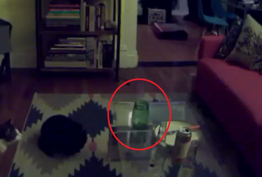  Towards the end of the video - the green glass appears to move