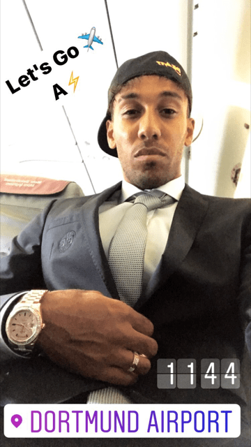  Pierre-Emerick Aubameyang kept his Instagram followers updated on his trip to Wembley