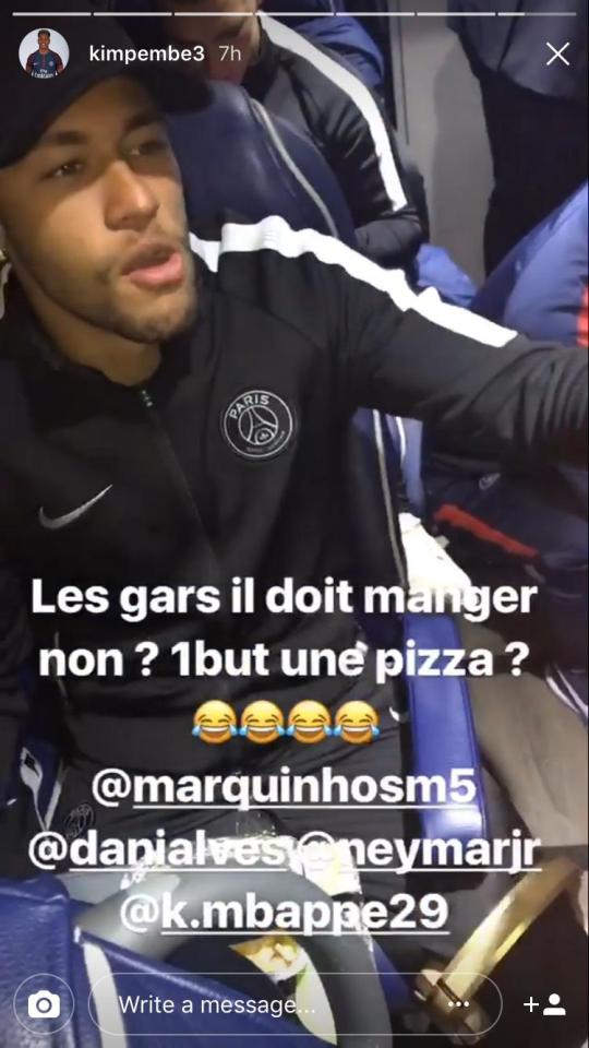  £198million Neymar even tried to get Kylian Mbappe to eat the pizza